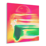 distorted wavy face on top of pink and red hue background