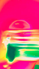 Distorted person over pink and orange background