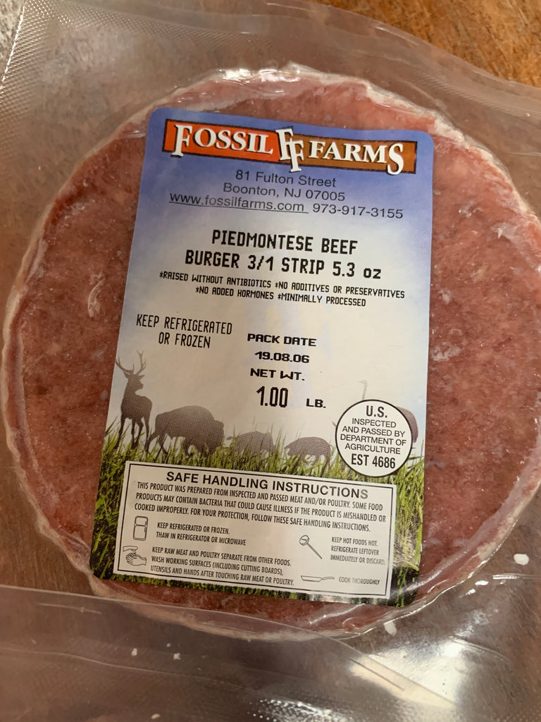 Meat, Fossil Farms PIEDMONTESE Beef Burgers-3 per pack – Cecil Creek Farm