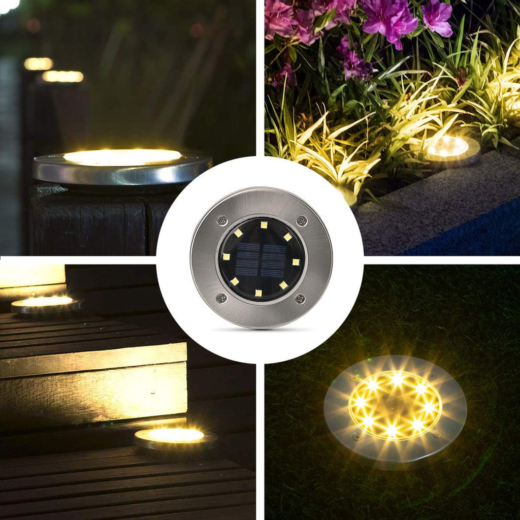 Solar Ground Lights, LED Solar Powered Deck Lights (Pack of 4) – Xergy