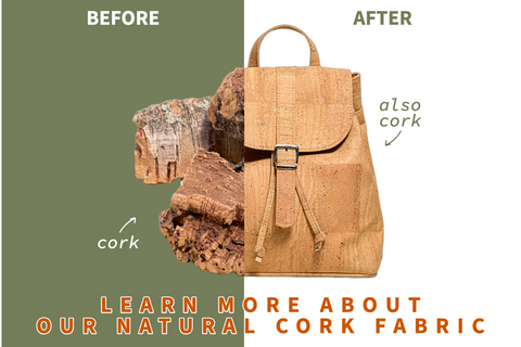 Cork transformed into a cork leather backpack
