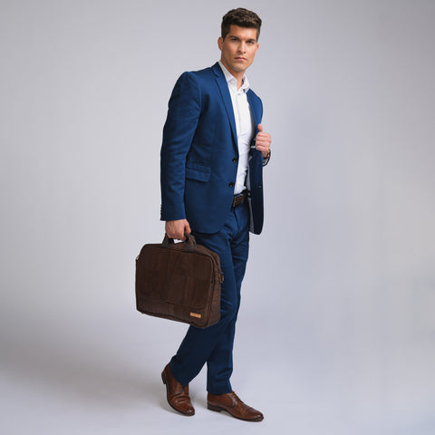 Natural cork briefcase in brown