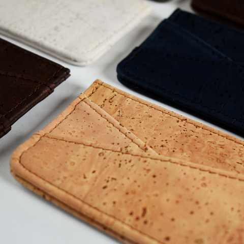 Vegan leather wallets and cardholders made from natural cork