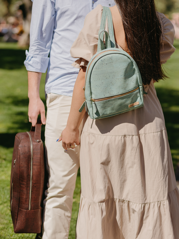 Mint Green Cork Leather Backpack