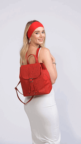 Natural cork backpack in red