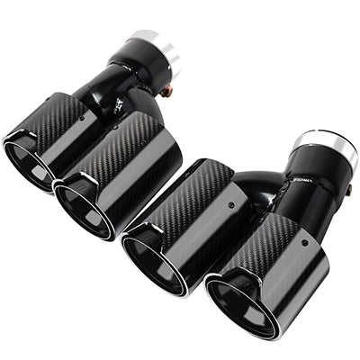 1 pair Black Dual Universal Carbon Fiber End Muffler Tip for BMW BMW 5 Series 525i 528i 530i G30 G38 -B068