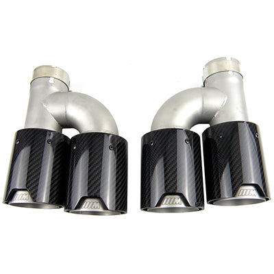 1 pair Dual End Universal Carbon Fiber Exhaust Tip for  h style BMW Silver Matte -B067