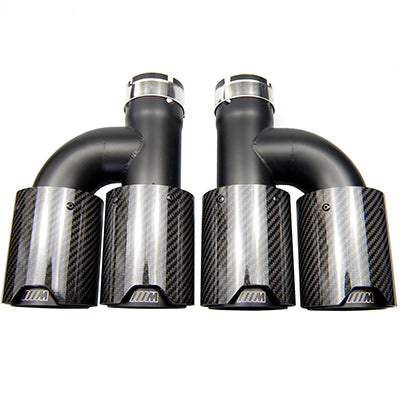 1 pair Dual End Universal Exhaust Pipe for h Style BMW Black Gloss  -B066