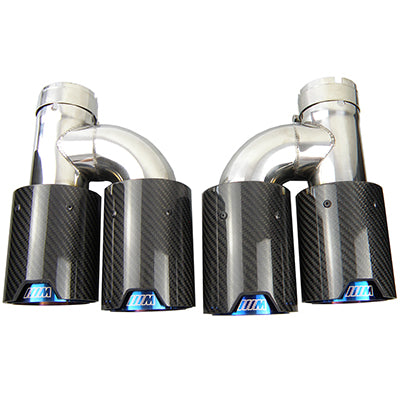 1 pair Dual End Universal Tail Pipe for h Style BMW Blue Gloss  -B065