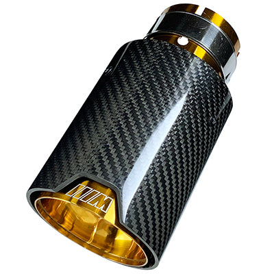 Gold Gloss Universal BMW Carbon Fiber Muffler  Pipe with M logo-B034