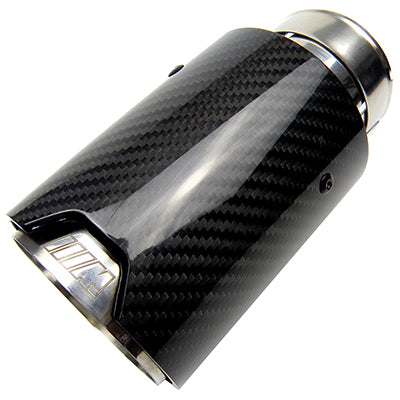 Silver Gloss BMW Carbon Fiber End Tip with M logo -B030