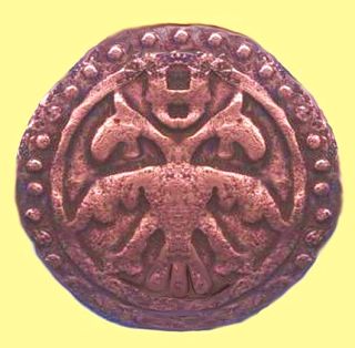 Aigle à deux têtes sur les pièces de monnaie de la Horde d'or.