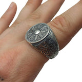 Aegishjalmur on viking shield silver ring