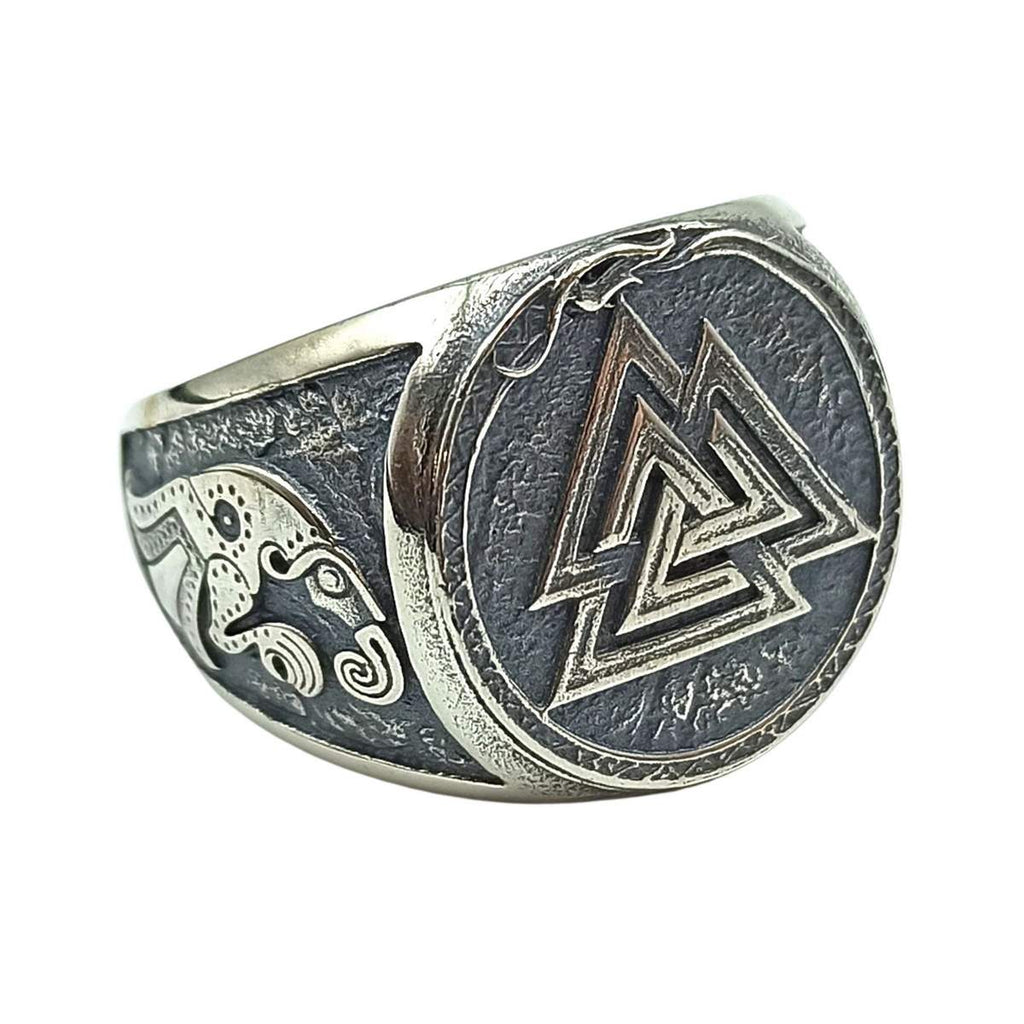 Valknut raven silver signet ring | Viking Norse jewelry – WikkedKnot ...