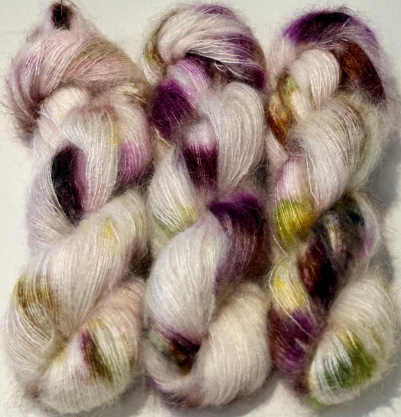 Hand Dyed Yarn Up to No Good Grey Purple Pink Gold Yellow Orange Red –  Crooked Kitchen Yarn