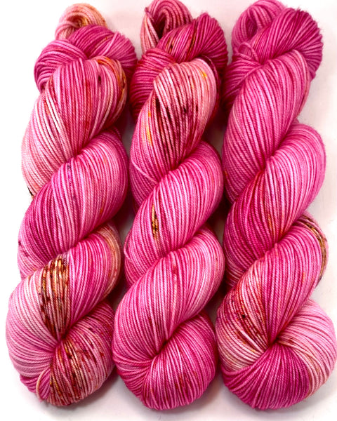 BUBBLE Pink Hand Dyed Yarn Fingering Sock Dk Bulky Yarn Merino