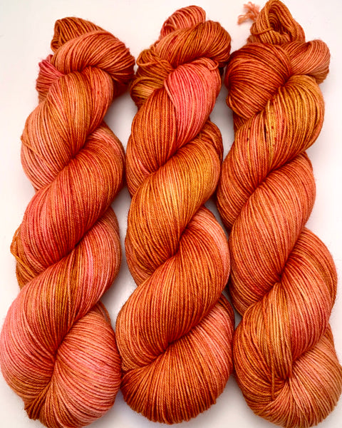 Hand Dyed Yarn Up to No Good Grey Purple Pink Gold Yellow Orange