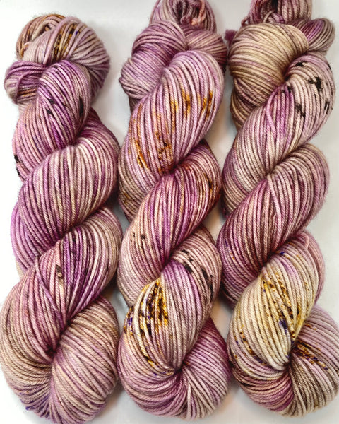 Purple Heart - Hand dyed variegated yarn - Merino Fingering to worsted -  purple dark violet lavender speckles