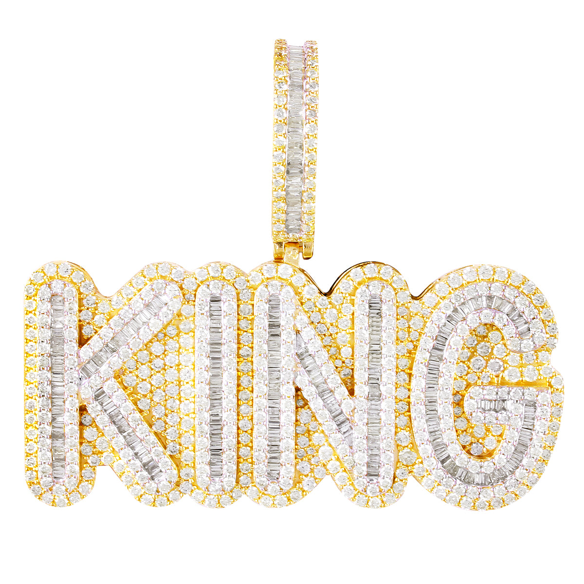 10K Gold Double Layer Baguette King Pendant
