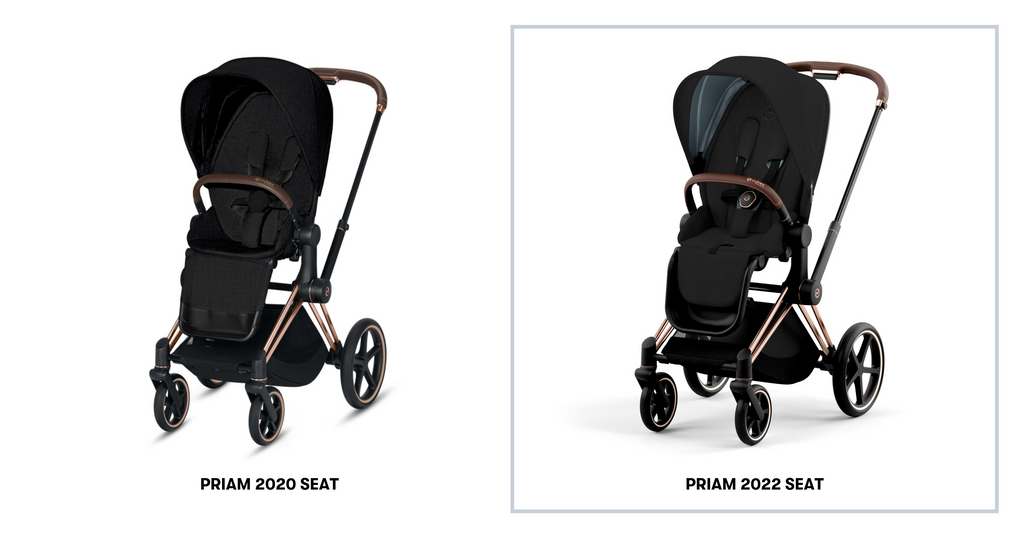 Side by side comparison of pram models featuring seats