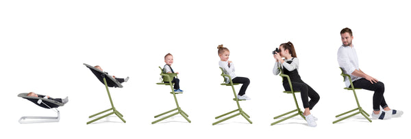 Cybex Lemo 4-1 chair shown in different stages of use
