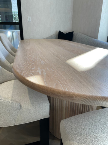 Choosing the right slab for your dining table: White Oak Dining Table