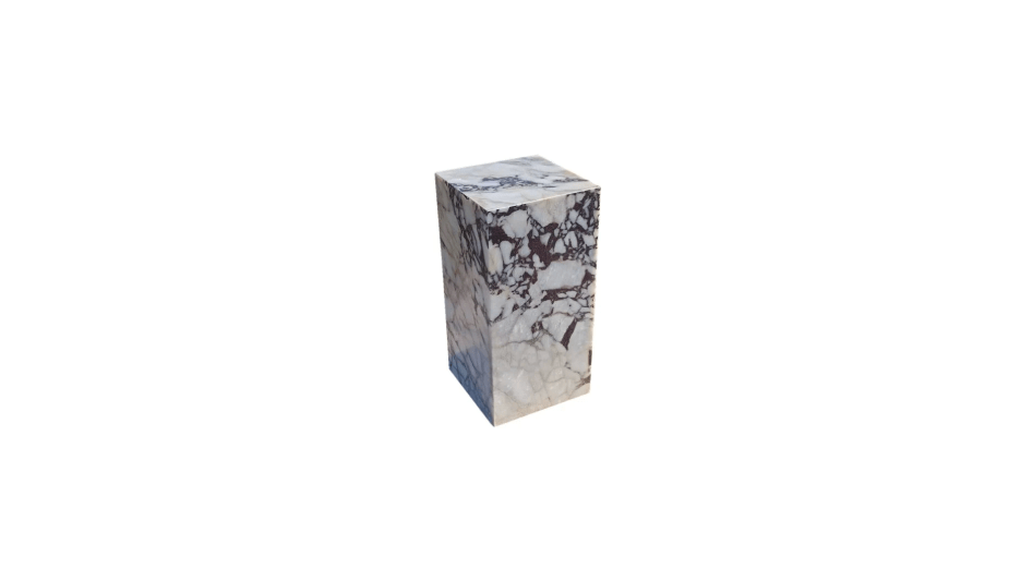 TCSC | Calacatta Viola Marble Cube Design Plinth End/Side Table, Nightstand Polished (W)14" (L)14" (H)24"