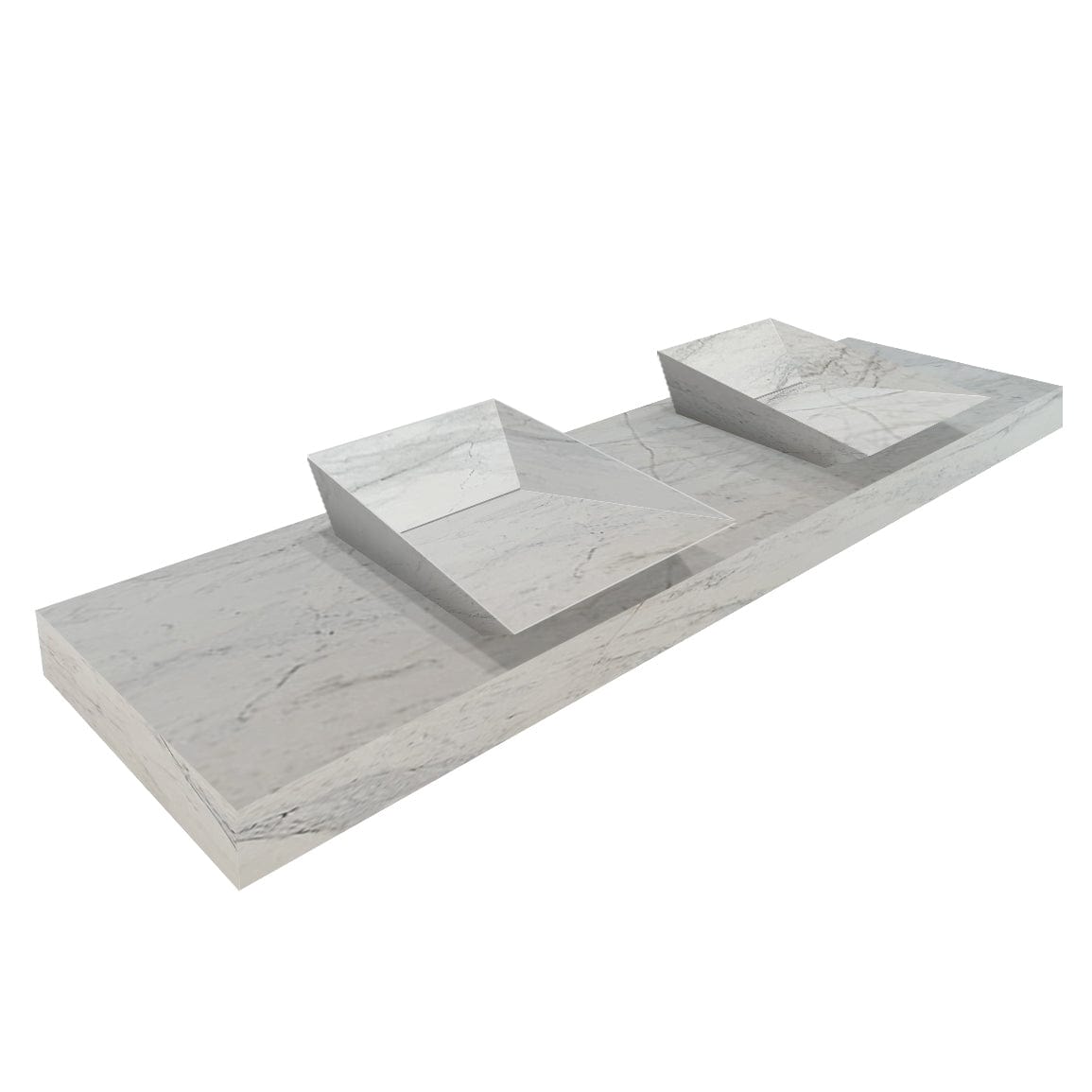 TCSC | Imperial White Marble Double Sink Above Vanity Wall-mount Bathroom Sink (W)21" (L)80" (H)8"