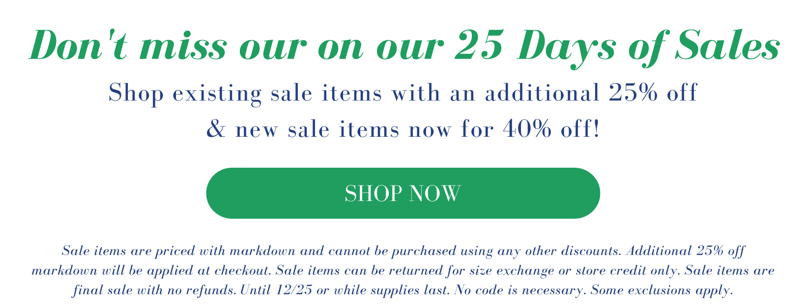 Shop our 25 Days of Sales