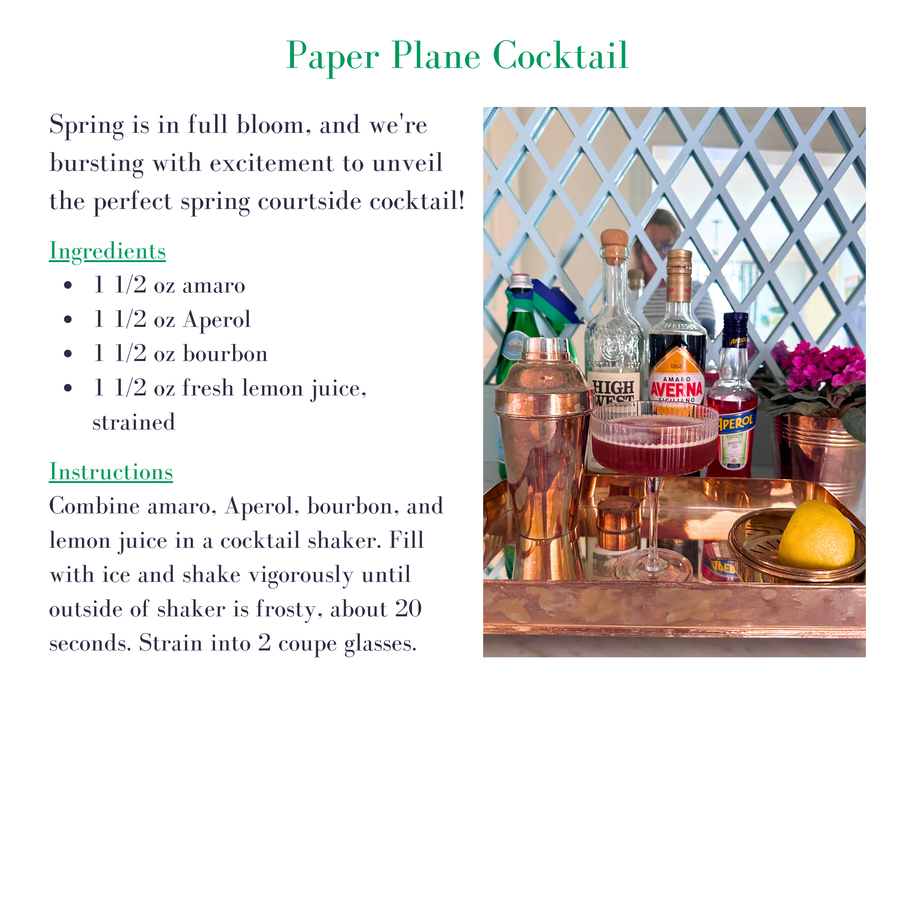 Paper Plane Cocktail