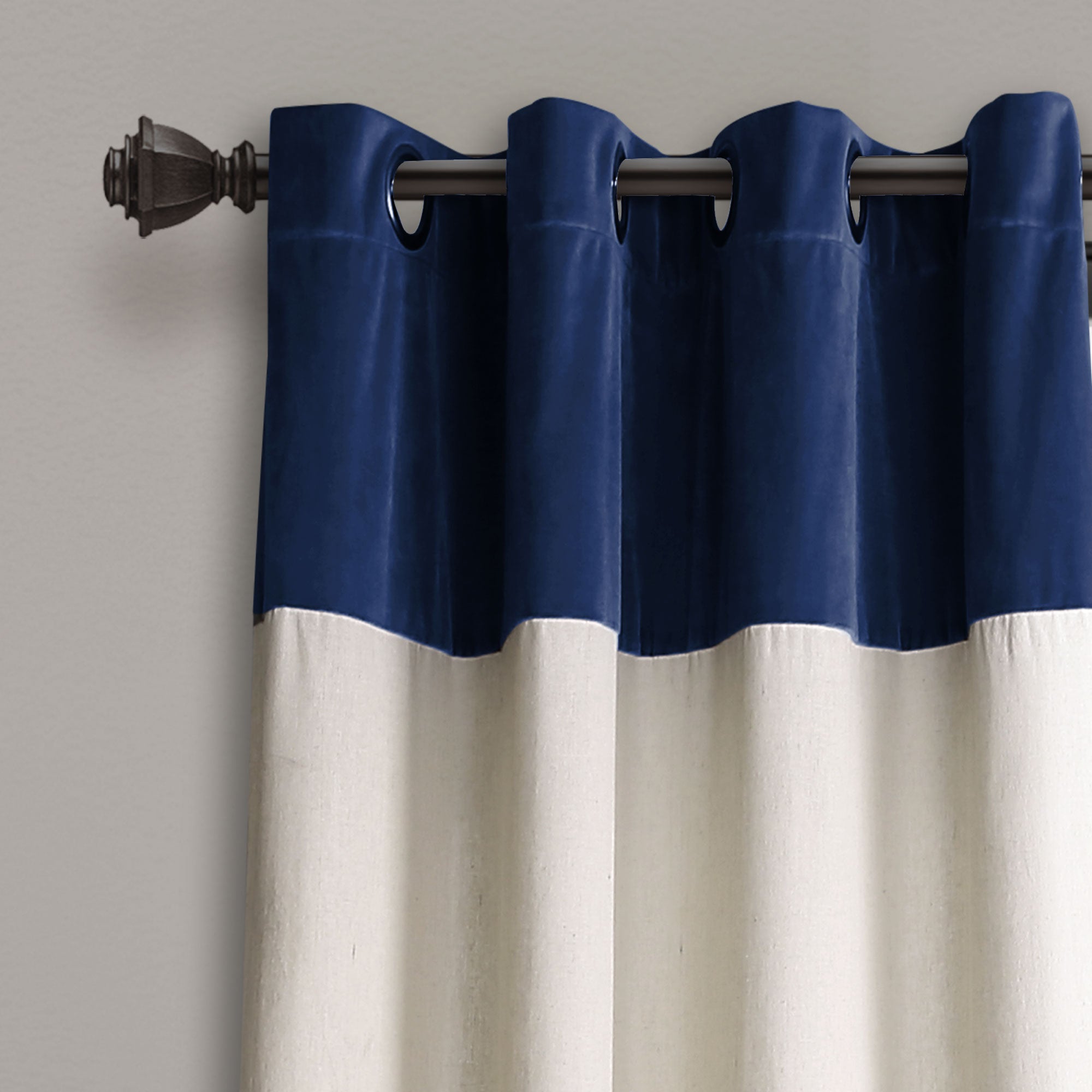 navy and off white curtains