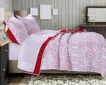 Greenland Home Holly, Cross Stitch White  King Quilt Set, 3-Piece