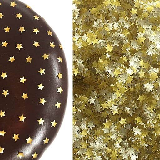 Gold Star Flake Confetti Sprinkles (Black) - 0.15ozEdible Cake