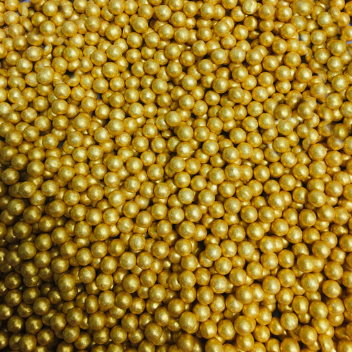 METALLIC GOLD 4mm EDIBLE CACHOUS PEARLS - 1KG BA8401  Ultimate Cake Group  - Wholesale Cake Decorating Supplies