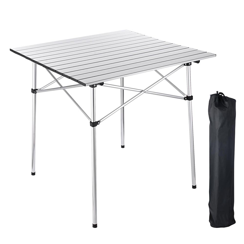 dubbele Baffle Vertrouwen Folding Camping Table Roll Up Aluminum 27"x28" – The Display Outlet