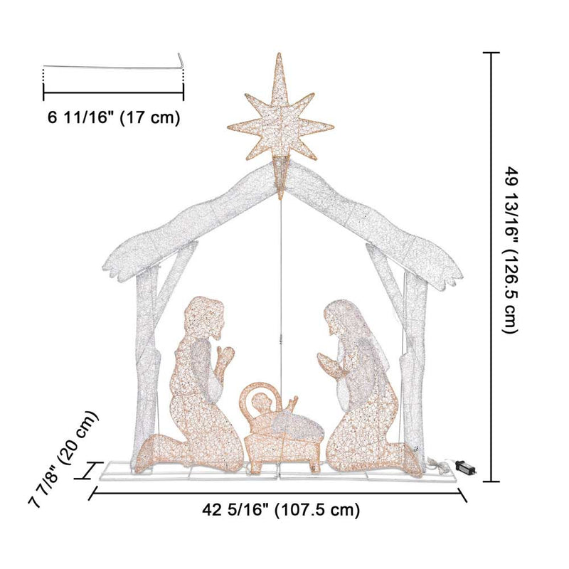Large 4ft Twinkle Lighted Nativity Scene Set for Yard Christmas