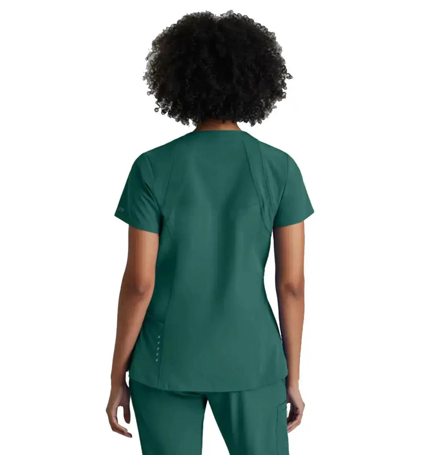 Barco One™ by Barco Racer 4-Pocket V-Neck Scrub Top-Hunter Green