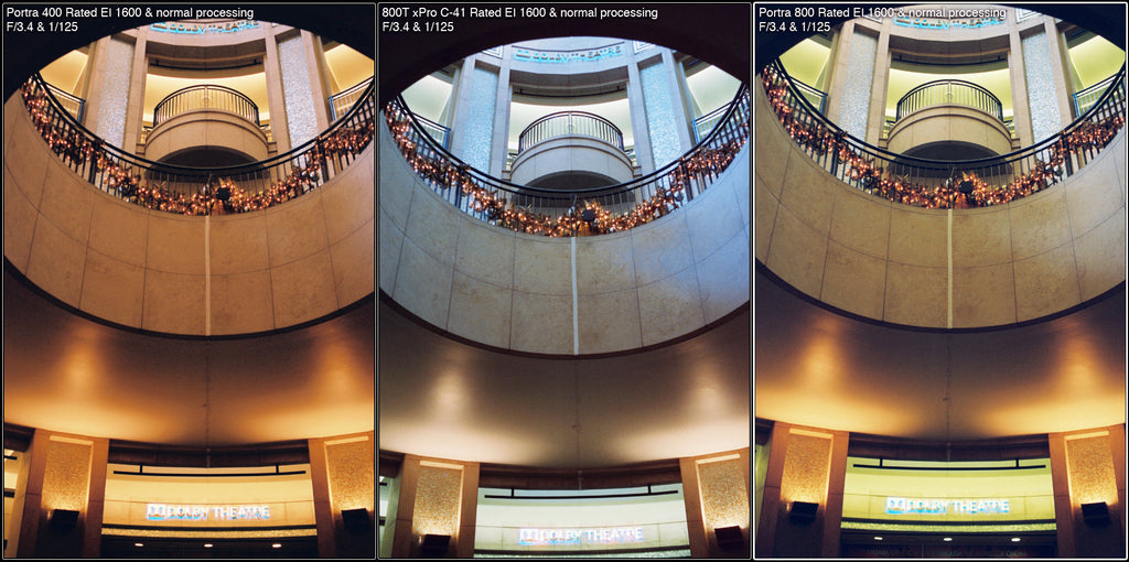 Practical color temperature and base fog comparisons made just before launch of 800T in 2012.