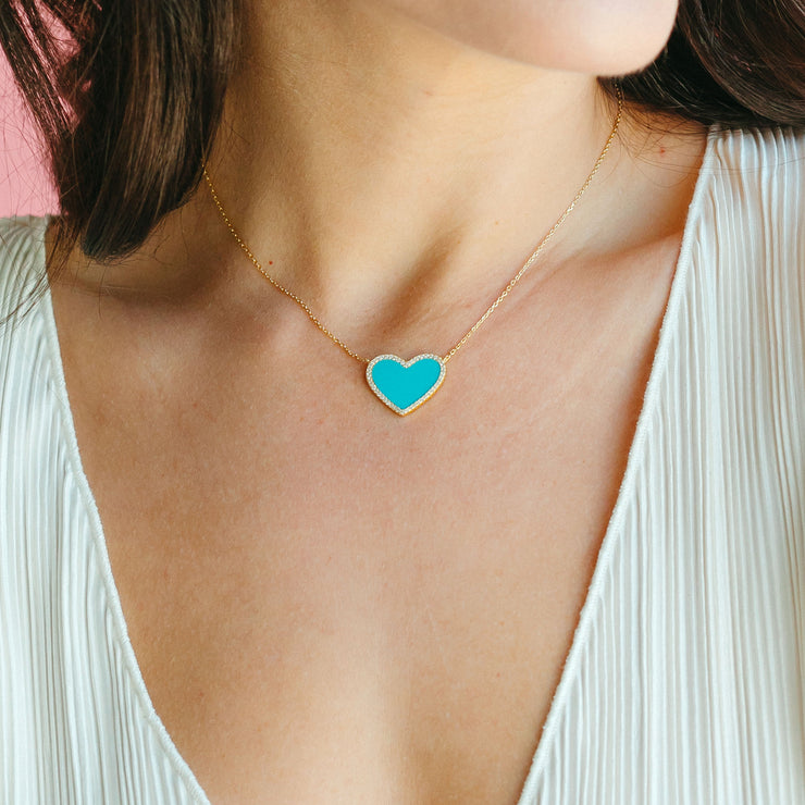 turquoise heart gold necklace