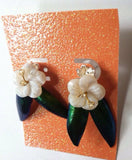 Maverick Jewels-Stone Daisies & Beetle Wings earrings