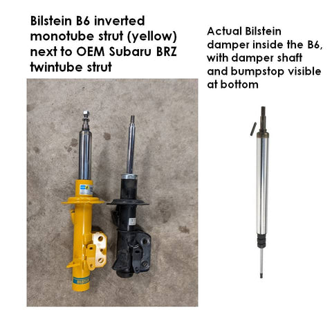 Inverted monotube compared to twin tube damper