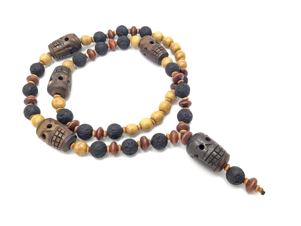 beads bone 108 carved bone mala 7x9mm skull beads.