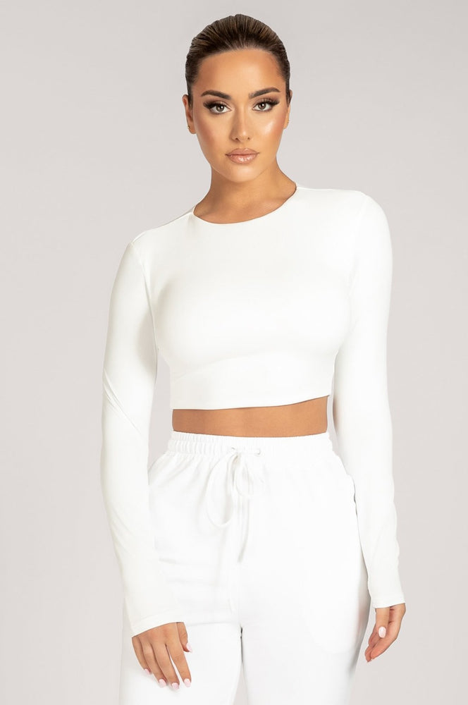 White Long Sleeve Crop Top - Shop White Long Sleeve Crop Top | Meshki ...