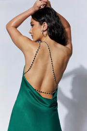 Berina One Shoulder Gemstone Strap Mini Dress - Emerald