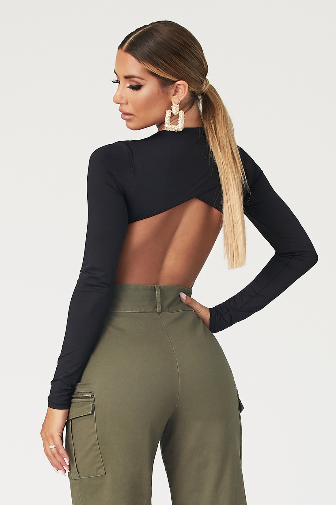 long sleeve cut out bodysuit