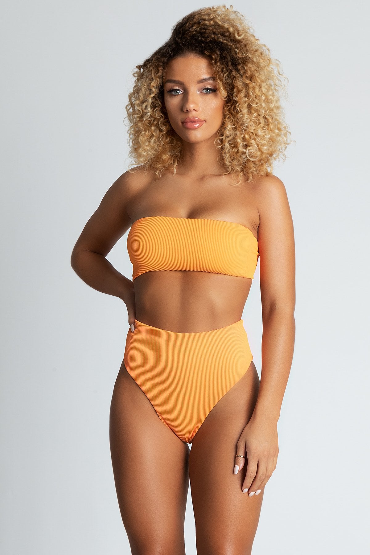 orange bandeau bikini