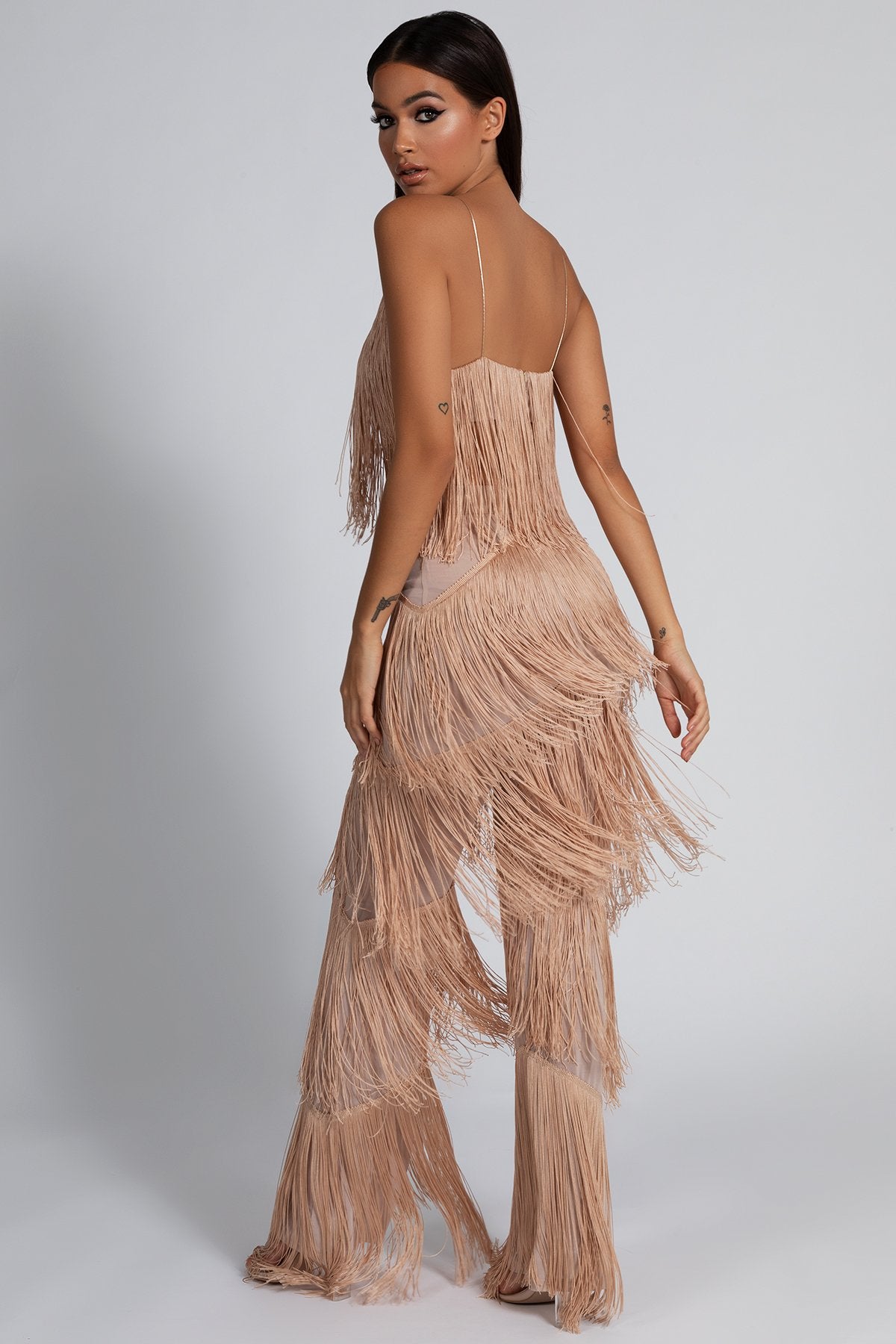 meshki fringe jumpsuit