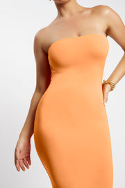 Cassidy Strapless Midi Dress - Tangerine