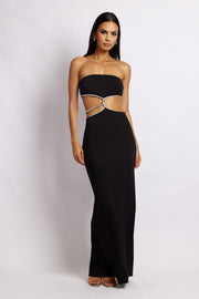 Nicha Diamante Cut Out Maxi Dress - Black - MESHKI