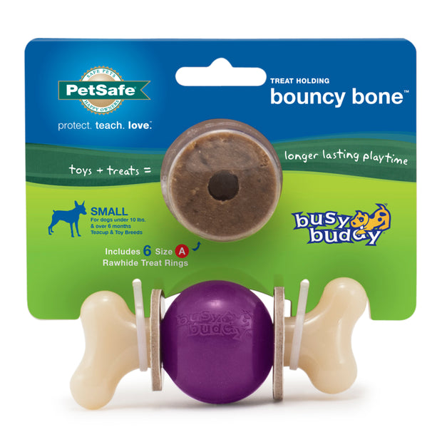 Busy Buddy Bouncy Bone Treat Dispenser Tough Dog Chew Toy, Medium < Pets  Plus